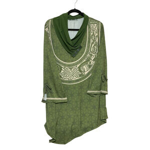 Lily By‎ Firmiania Woman's Asymmetric Green Geometric Tunic Size 3X Pull Over